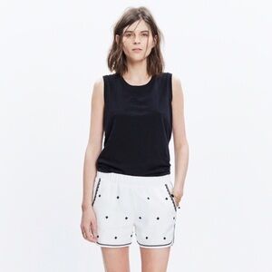 Madewell Embroidered White Linen Pull On Shorts